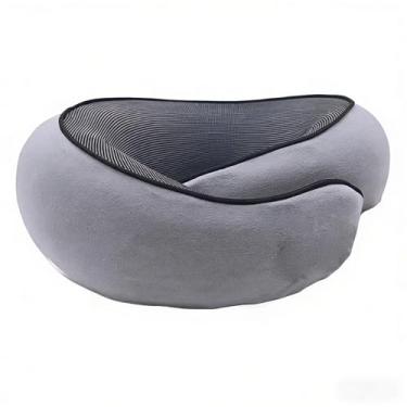 Imagem de Travesseiro de Viagem Apoio Lateral Almofada de Pescoço Macia para Carro Ônibus e Avião(Cinza)