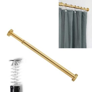 Imagem de Cortina de chuveiro telescópica haste de tensão haste de tensão rede extensível de aço resistente cortinas de voile transparente trilho barra de suspensão, 153-260 cm, dourado (tamanho: 127-220 cm) ()