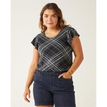Imagem de Blusa Plus Size Malwee Plus Xadrez  Viscose Stretch Conforto Feminina-Feminino