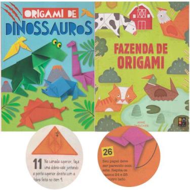 Imagem de Kit 2 Livros Aprenda Origami de Animais Dinossauros Guia Passo a Passo