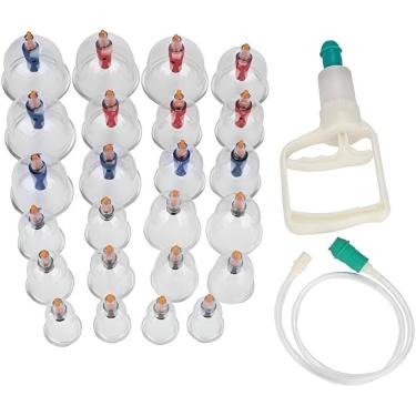 Imagem de Kit 24 Ventosas Ventosaterapia Copos Massoterapia Chines Acumputura Terapia Succao Estetica Com Bomba Manual
