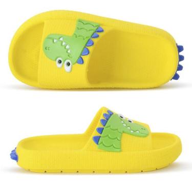 Imagem de Sandália Infantil Dino Slide Nuvem Brasil Menino/Menina, Amarelo, 31/3