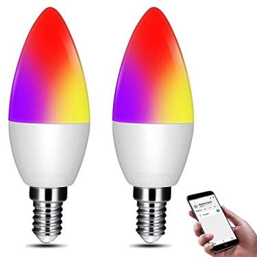 Imagem de Lâmpadas de lustre, candelabro inteligente lâmpada LED E12 decorativa branca e colorida ambiente lustre regulável lâmpada de iluminação de vela fosca 120v lâmpadas pequenas, pacote com 2
