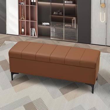 Imagem de Banco de cama moderno para quarto com armazenamento, bancos de entrada com almofada, banco de armazenamento de sala de estar, banco de sapato de porta frontal com armazenamento, banco de assento de