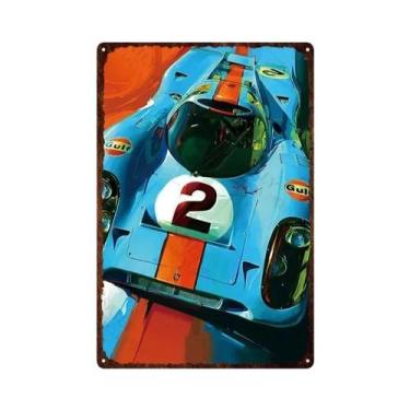 Imagem de Placa De Metal Vintage Gulf Gasoline: Decoração De Parede Para Garagem