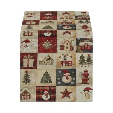 Imagem de Caminho De Mesa Vintage De Natal Com Design De Boneco De Neve, Papai N