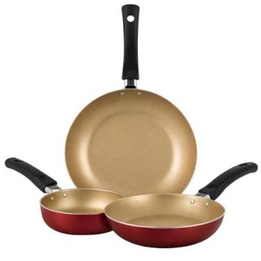 Imagem de Jogo De Frigideiras Francesas 3 Peças 14 18 24cm Cereja Nacional - Alu