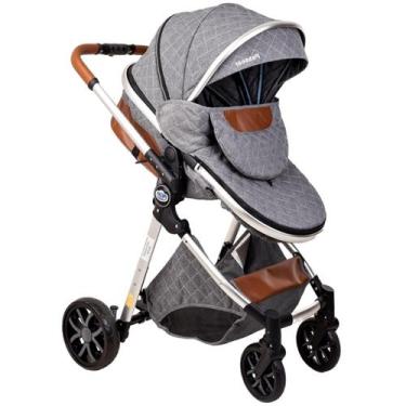 Imagem de Carrinho de Bebe Passeio Moises Passear Baby Ares 3 em 1 Cinza