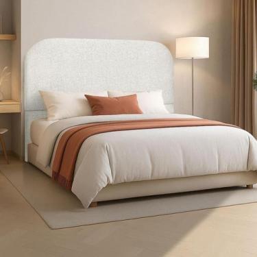 Imagem de Cabeceira Cama Box Casal 160 cm Estofada Revestida em Bouclé Orgânica 