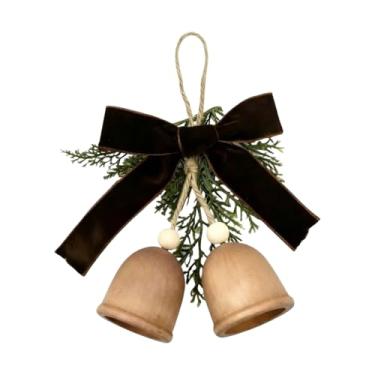 Imagem de Ornamentos de sino | decorativo de - Sinos decoração de Natal com pinheiro e laço, para guirlanda, porta, árvore de férias, sala de aula, festa, jardim, casa de fazenda, local de trabalho