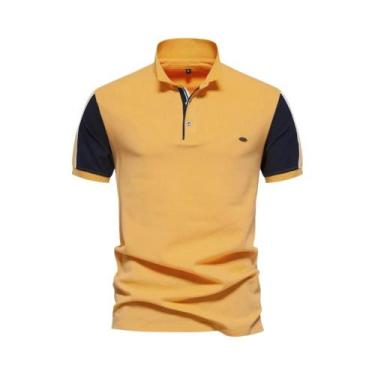 Imagem de Camisa Polo Masculina De Verão Com Patchwork E Manga Curta 2024, Quali