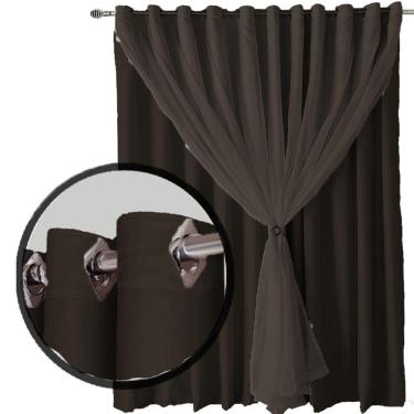 Imagem de Cortina Sala E Quarto 4,50x2,30 Tecido Blackout Ana Marrom