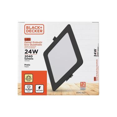 Imagem de Painel Led Eco Quadrado Preto Biv 24w 4000k Black + Decker