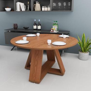 Imagem de Mesa de Jantar Redonda Design Contemporâneo com Base Escultural em MDF
