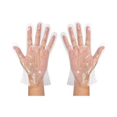 Imagem de Luvas Descartáveis Transparentes Sem Látex Para Preparação De Alimento