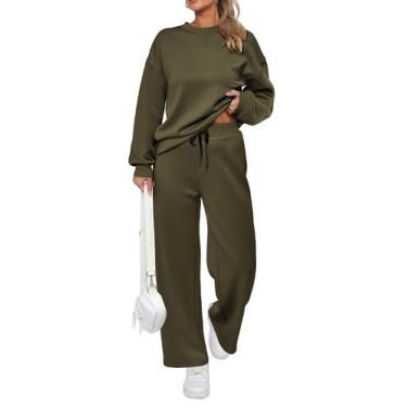 Imagem de Conjunto Feminino de Moletom PRETTYGARDEN 2 Peças Verde Militar M