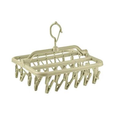 Imagem de Varal Dobrável De Plástico Com 32 Clipes Para Roupas, Roupas Íntimas E