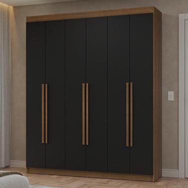 Imagem de Guarda-roupa Casal 6 Portas Batentes Netuno Madesa Rustic/preto