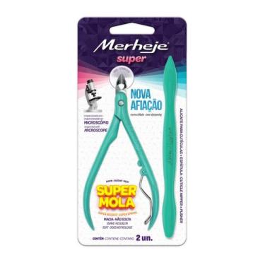 Imagem de Alicate cuticula merheje super + espatula verde