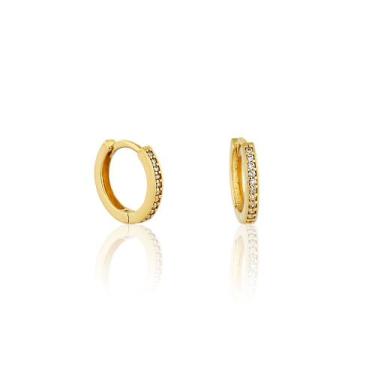 Imagem de Brinco De Argola Click Com Zircônias Ouro 18k 12mm - ARKHA18 JOIAS