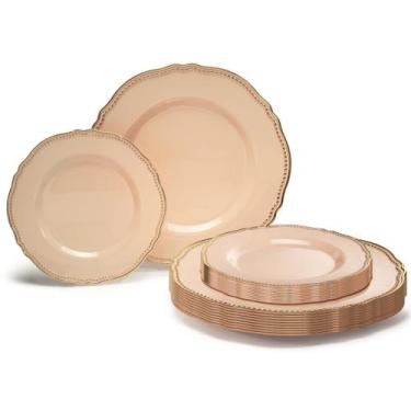 Imagem de Pratos descartáveis OCCASIONS Rochelle White and Gold 240 unidades - O