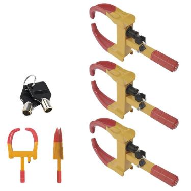 Imagem de Trava de Pneu Universal Kit 3 Uni Bloqueador De Roda Moto Carro Antifurto Roubo Seguranca Reboque Auto Veiculo
