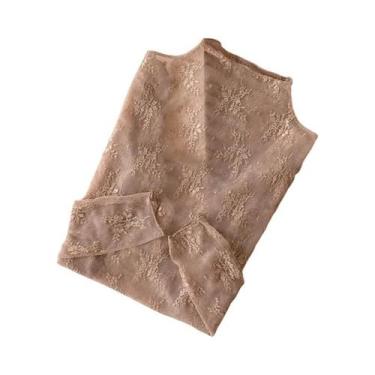 Imagem de Camisetas Sexy De Malha Para Mulheres, Blusa Transparente De Renda Com