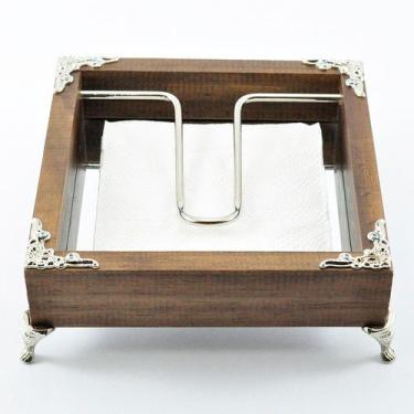 Imagem de Porta-Guardanapos de Papel "LUXO" Espelhado Madeira Rústica verniz 17x