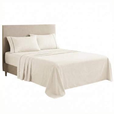 Imagem de Kit 3 Jogos de Lençol Casal/King 4 Peças 400 Fios Ponto Palito Toque Macio Premium Casa Dona