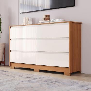 Imagem de Cômoda 6 Gavetas Layla Casa 812 Cinamomo Com Off White