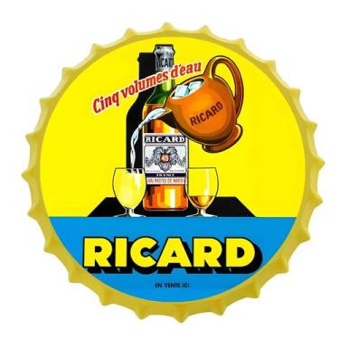 Imagem de Placa Redonda De Metal Vintage Com Tampa De Garrafa De Vinho Ou Cervej