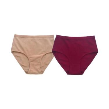 Imagem de Conjunto De Calcinhas Femininas De Algodão Com Cintura Alta, 2 Peças, 