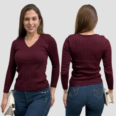 Imagem de Kit 2 Blusas Manga Longa Feminina Trico Modal Trança Inverno - GIP, Bo