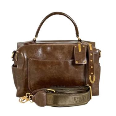 Imagem de Bolsa Baú Média Estonada em material ecológico com 7 Bolsos - Pavão De