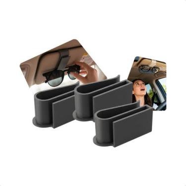 Imagem de Kit 3 Suporte Porta Óculos Para Carro Universal Fixação No Para-sol Or