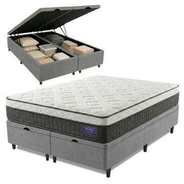 Imagem de Cama Box Desmontável Colchão Queen Molas Ensacadas Euro In Atlantic 158x198x66cm Cinza