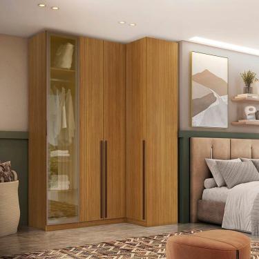 Imagem de Guarda-roupa de Canto Reto Trend 4 Portas 1 Reflecta Altezza Freijó