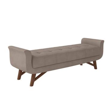Imagem de Puff Recamier Calçadeira 140cm Base Madeira Neville Z37 Veludo Bege - Mpozenato