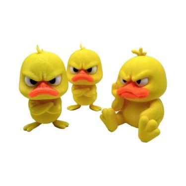 Imagem de Conjunto De 3 Figuras Clássicas De Pato Amarelo Zangado Com Bico E Pés