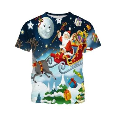 Imagem de Camiseta Casual Confortável Com Estampa 3D De Natal Estilo Harajuku De