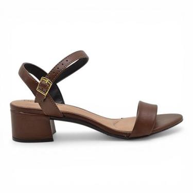 Imagem de Sandalia Beira Rio Feminina Salto Bloco Baixo Casual, Conhaque, 36