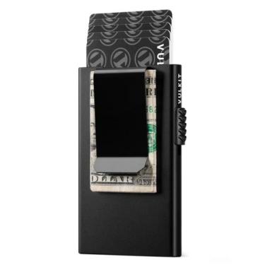 Imagem de Carteira VULKIT Minimalist Slim Metal com proteção RFID preta fosca