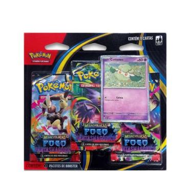 Imagem de Cartas Pokémon Blister Triplo Fogo Fantasmagórico Megaevolução 3 Pacot