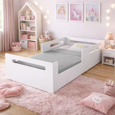 Imagem de Cama Solteiro Para Quartos Infantil Econômic Em Mdf Branco