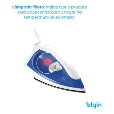 Imagem de Ferro Passar Roupa A Seco Antiaderente Force Plus Elgin Cor Branco/Azu