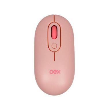 Imagem de Mouse Retro Sem Fio Wireless PC Notebook Oex MS604 Rosa