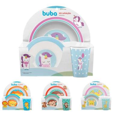 Imagem de Kit Alimentação Prato Bowl Copo Infantil Bebe Divertido Buba, Lilás/Un
