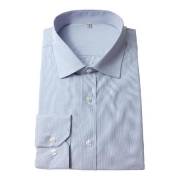 Imagem de Camisa Masculina Social QiLin Modal Não Amassa 0013, Branco azul, 3
