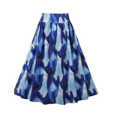 Imagem de Saia Tule com Babados Cintura Alta - Feita de Fé, Azul, G