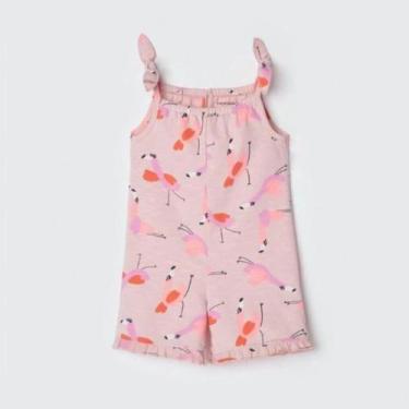 Imagem de Macacão Infantil Menina Rosa Estampado Toddler - Hering, Rosa, 3